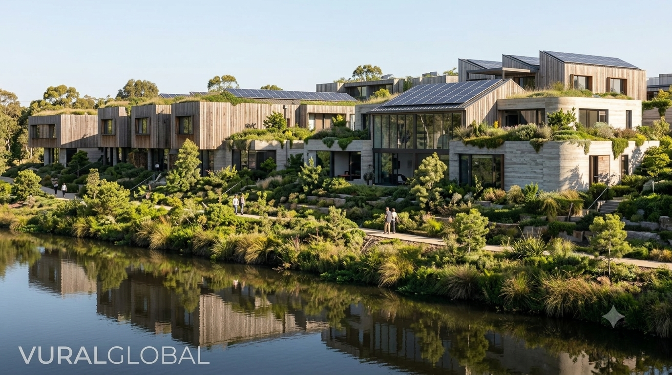 vuralglobal-v2 Sürdürülebilirlik ve Doğa (Sustainable Harmony / Sürdürülebilir Uyum) Doğayla Bütünleşen, Sürdürülebilir ve Lüks Yaşam Alanları Geleceğin mimarisinin sadece çevreye uyum sağlamakla kalmayıp, onun bir parçası olması gerektiğine inanıyoruz. Sizler için tasarladığımız konut projelerinde, modern estetiği ve lüksü ekolojik sorumlulukla kusursuz bir dengede buluşturuyoruz. Ham betonun gücünü, yerel ahşabın sıcaklığını ve camın şeffaflığını zamansız bir kombinasyonla bir araya getirirken, yaşam alanlarınızı doğanın kalbine yerleştiriyoruz. Yoğun “yeşil çatı” uygulamaları, yerel bitki örtüsü ve biyolojik gölet tasarımlarıyla yapıyı çevresinin organik bir uzantısı haline getiriyoruz. Aynı zamanda cepheye entegre ettiğimiz güneş panelleri ve akıllı gölgelendirme sistemleri sayesinde, yüksek konfordan ödün vermeden enerji verimliliği sağlayan çözümler üretiyoruz. Bizimle çalışırken, sadece modern ve göz alıcı bir yuvaya değil; çevreye saygılı, kendi kendine yetebilen ve gelecek nesillere gururla bırakabileceğiniz sürdürülebilir bir yaşama adım atarsınız.